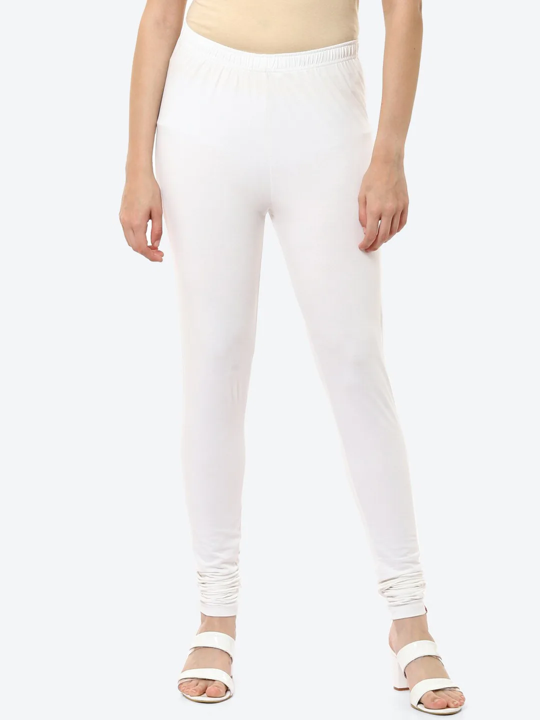 Off-white slim-fit churidar