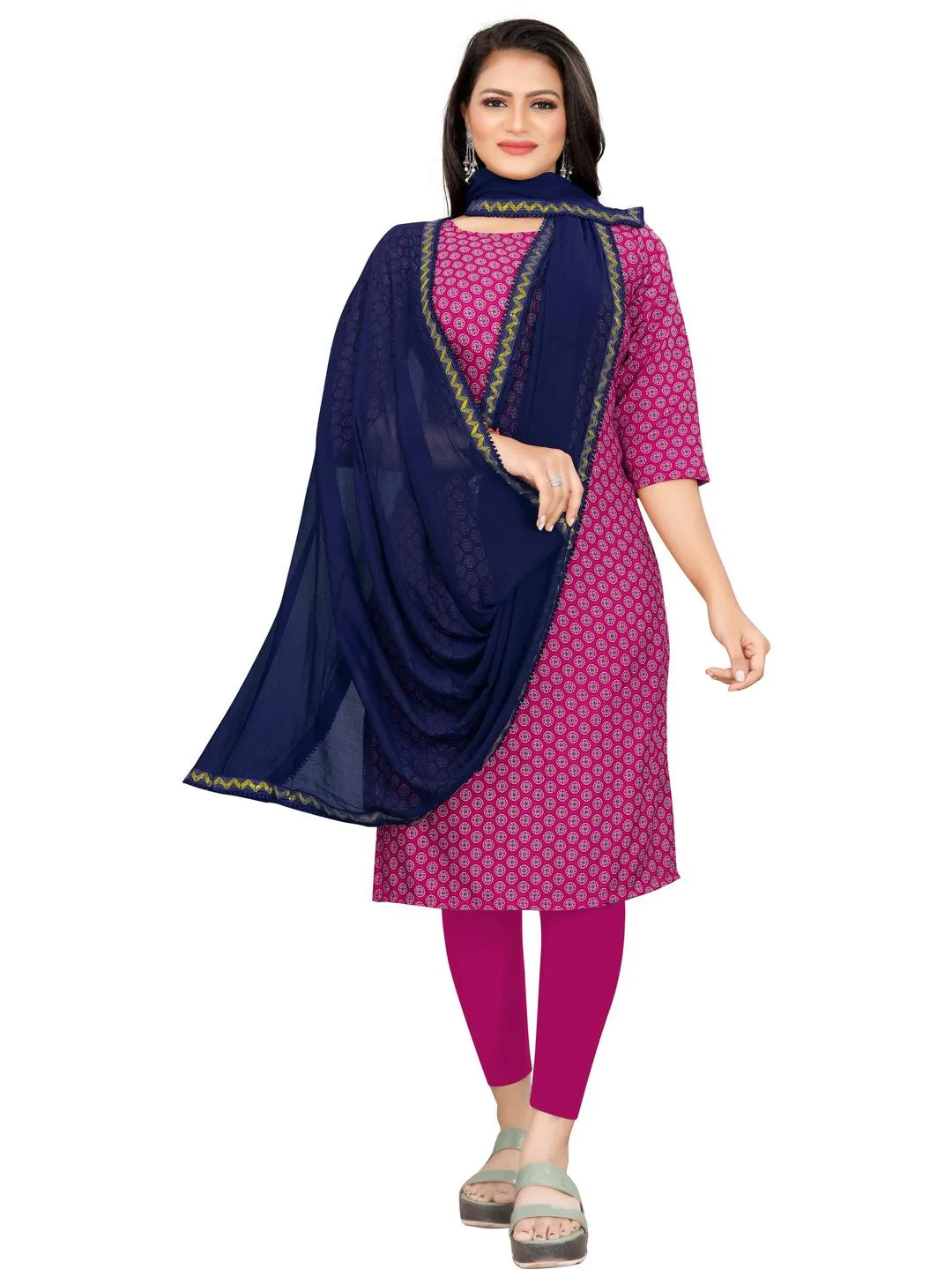 EBADAT Blue chiffon solid dupatta