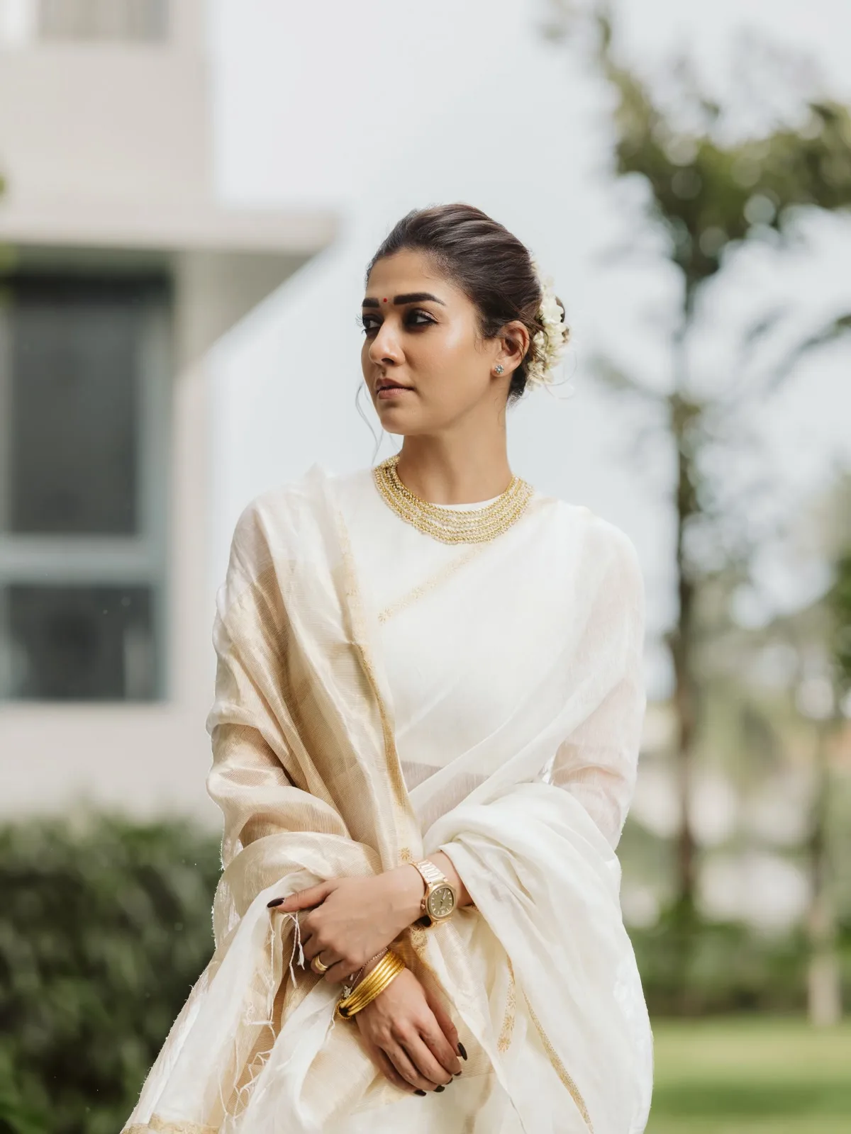 Nayanthara — Outdoors, raking light: this is the only condition in which the silk in the blend shows any sheen at all