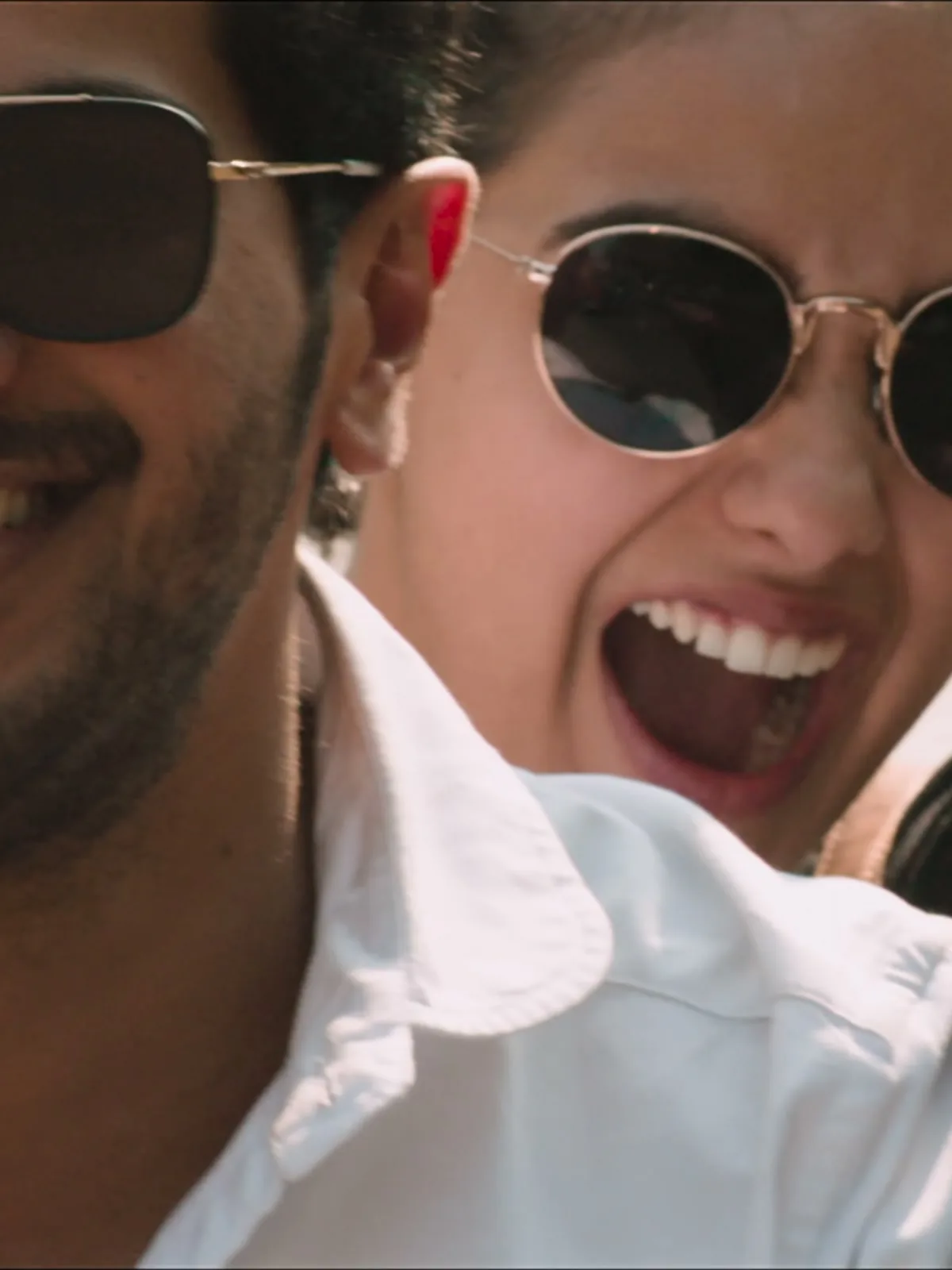 The Mental Manadhil white shirt and teal jeans — Dulquer Salmaan