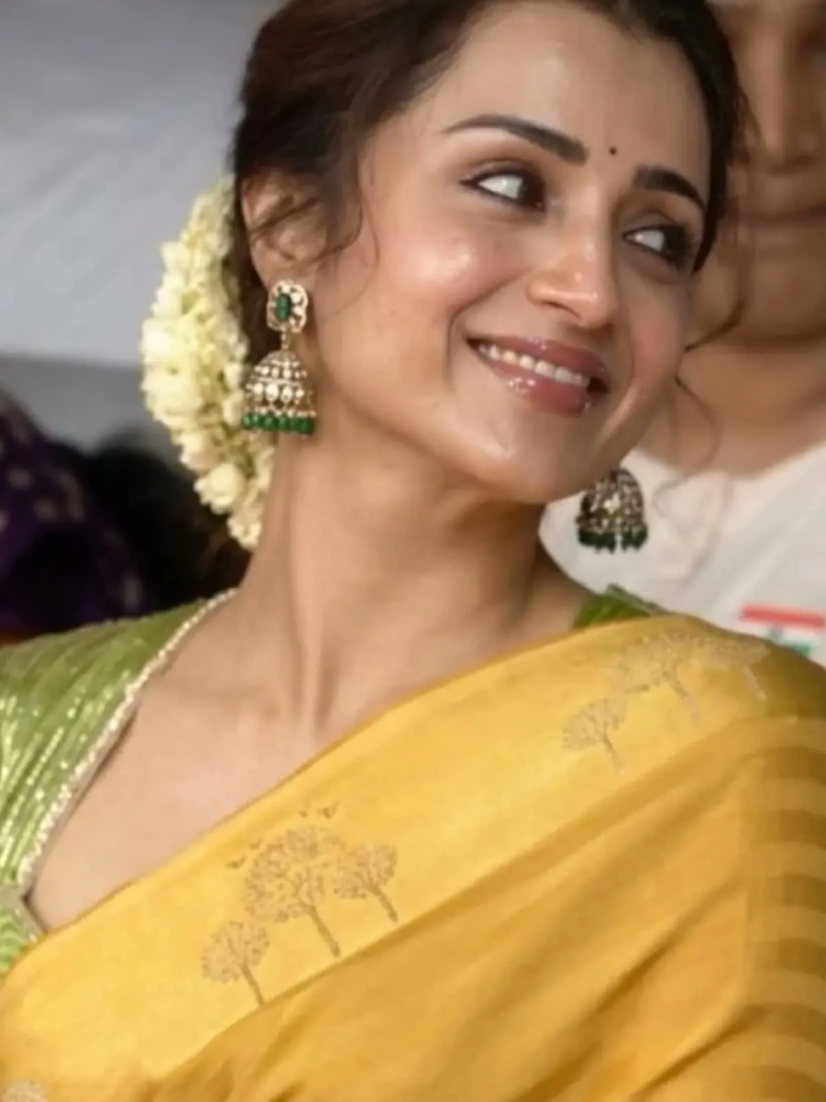 The marigold zari-tree saree — Trisha Krishnan