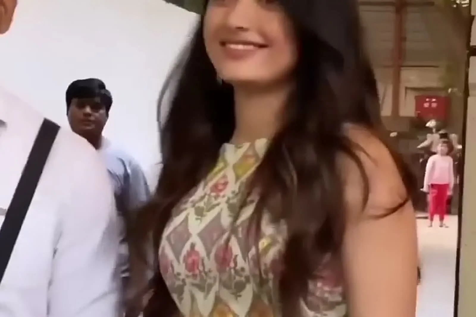 Rashmika Mandanna — Mid-stride, closer in on the body of the print