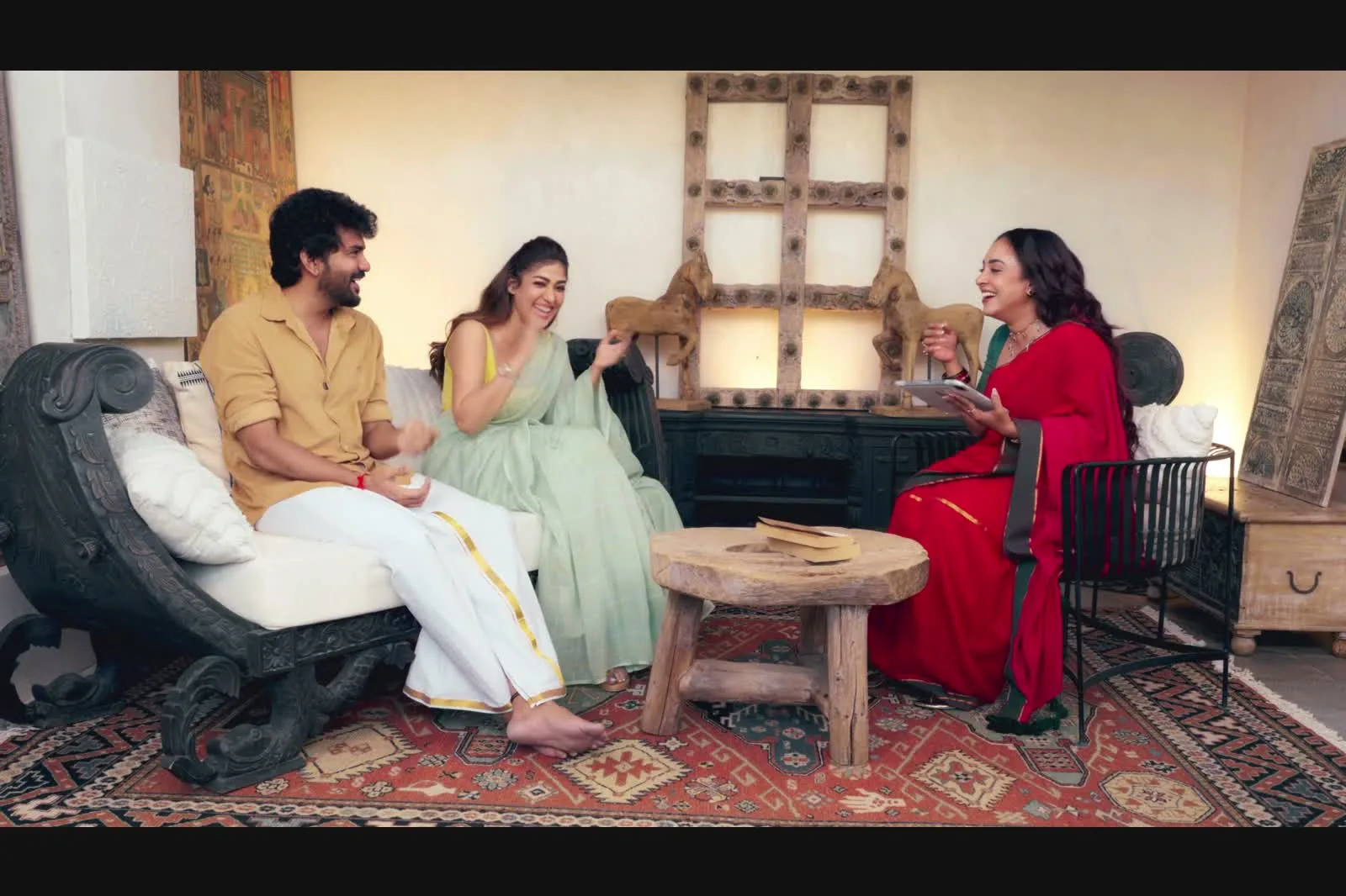 Nayanthara — The whole room — the only frame in which the full length of the drape is visible