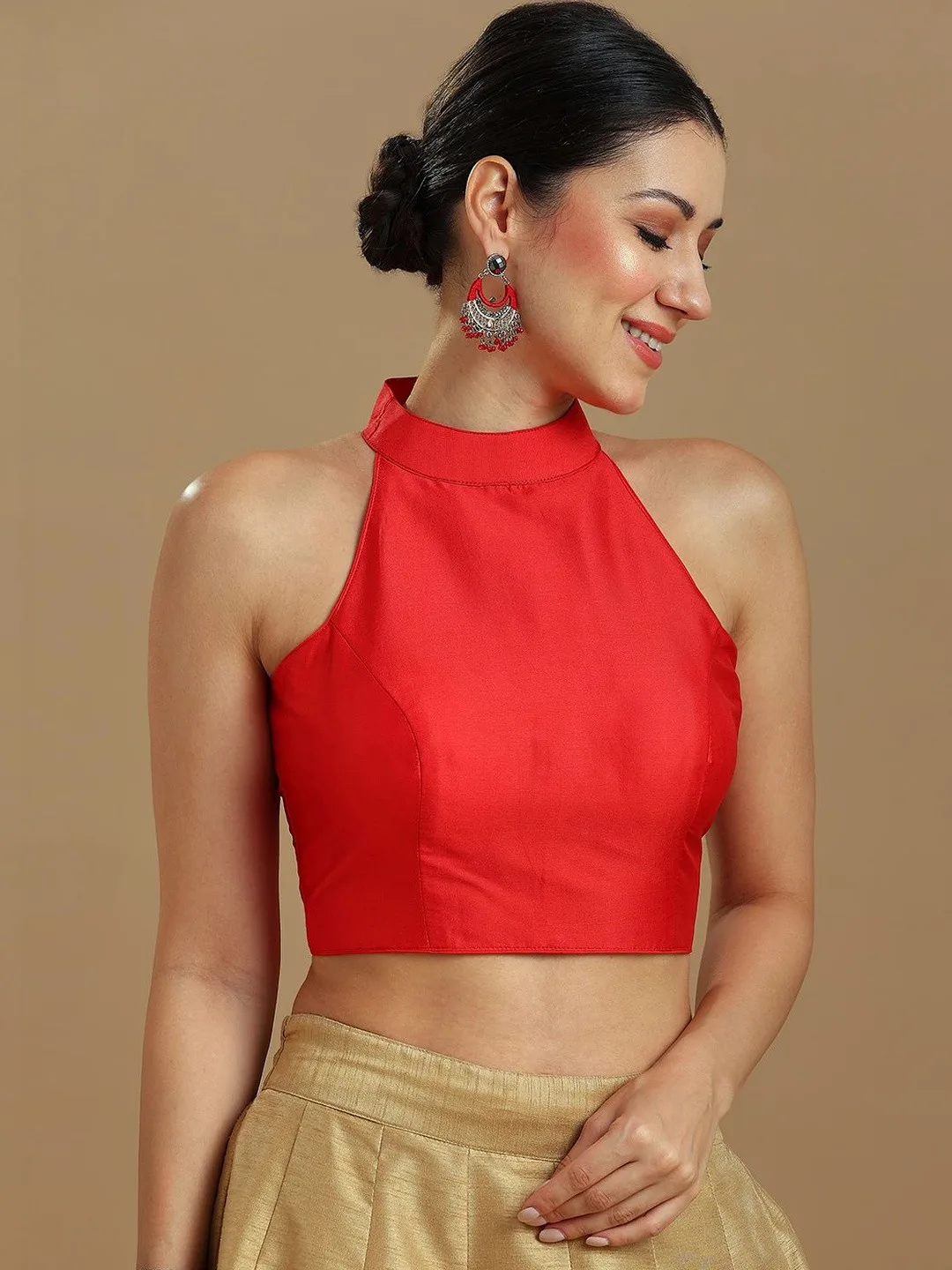 Anouk Red halter-neck saree blouse