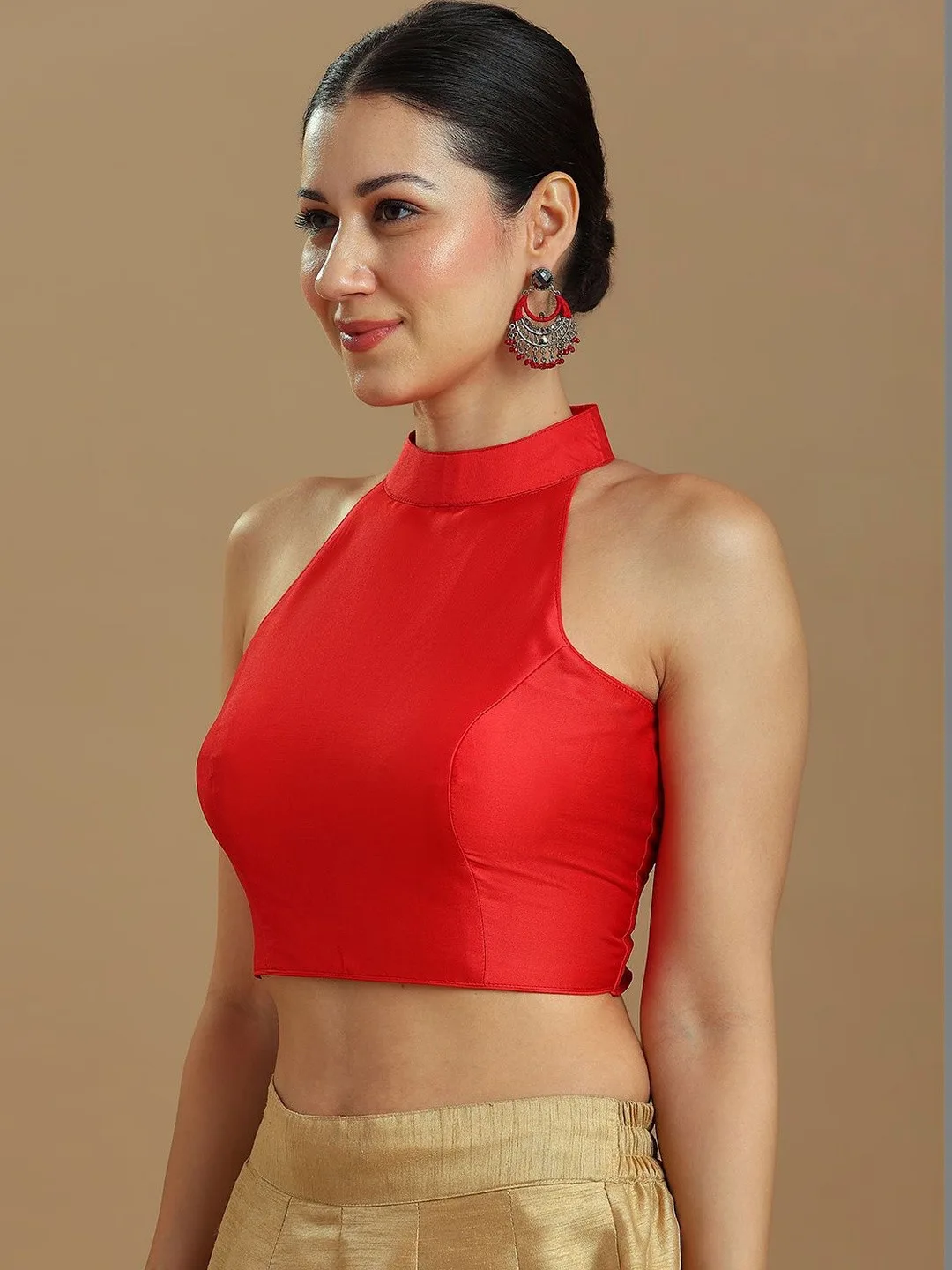 Anouk Red halter-neck saree blouse