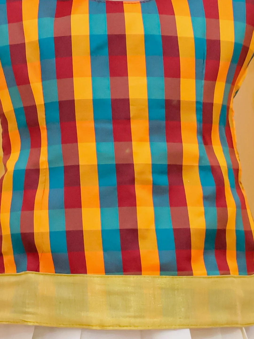 BownBee Multicolour check kasavu pattu pavadai set