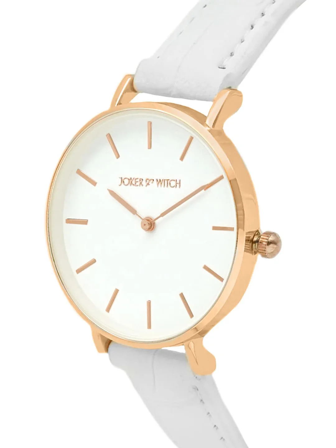 JOKER & WITCH Round white-strap watch