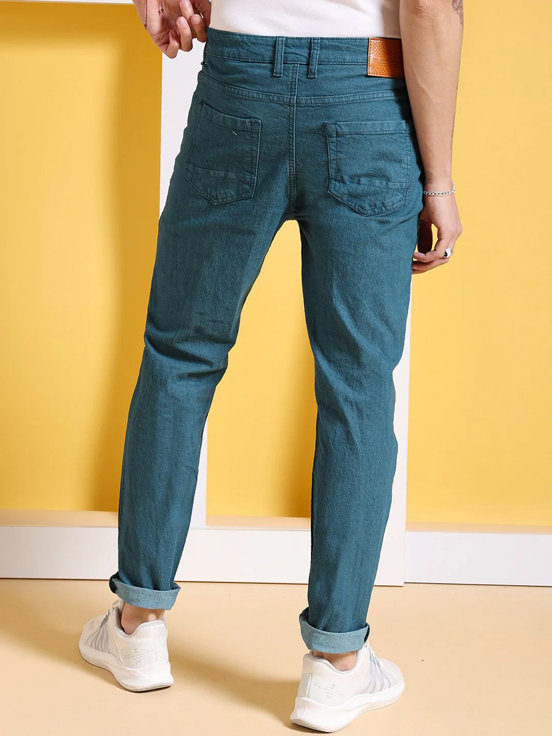 The Indian Garage Co Teal slim-fit jeans
