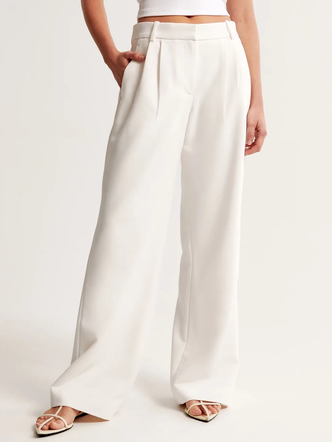 Chemistry Ivory high-rise pleated wide-leg trousers