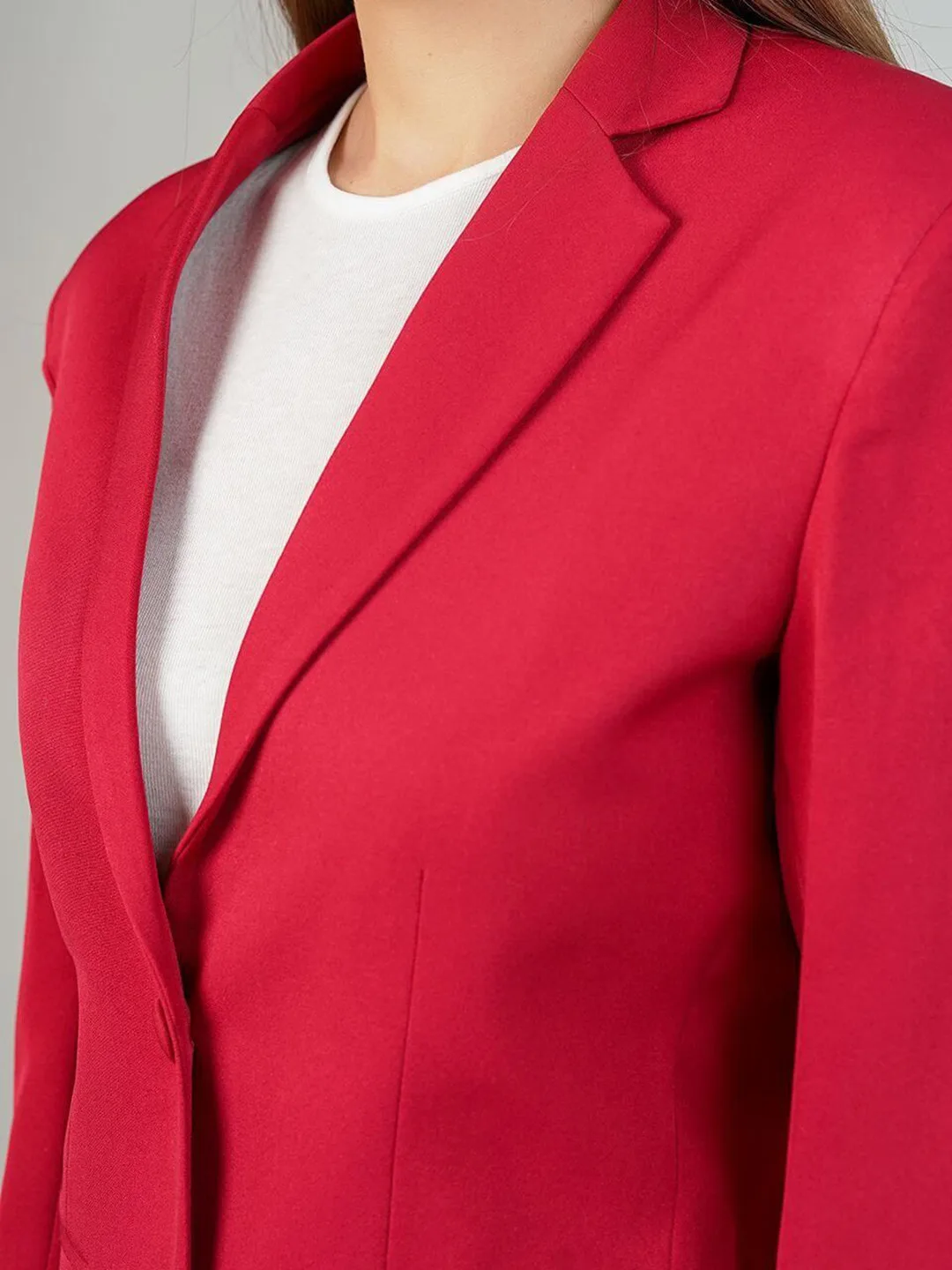 Talethread Red notched-collar single-breasted jacket