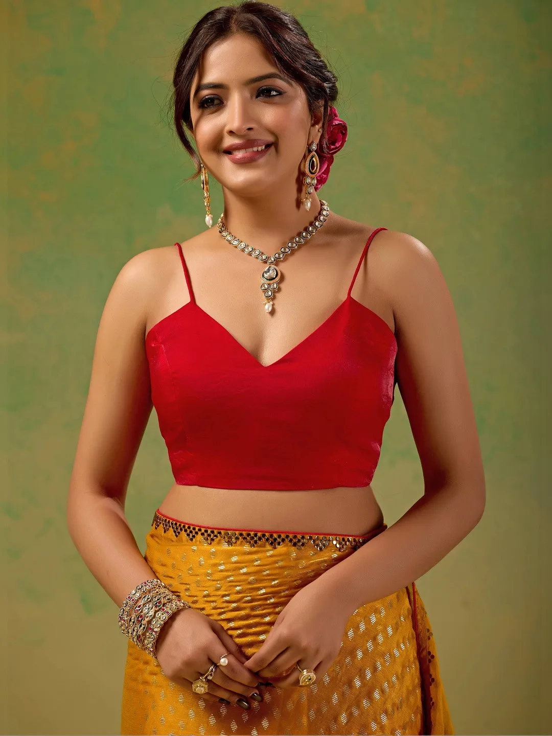 KALINI Marigold zari tissue saree