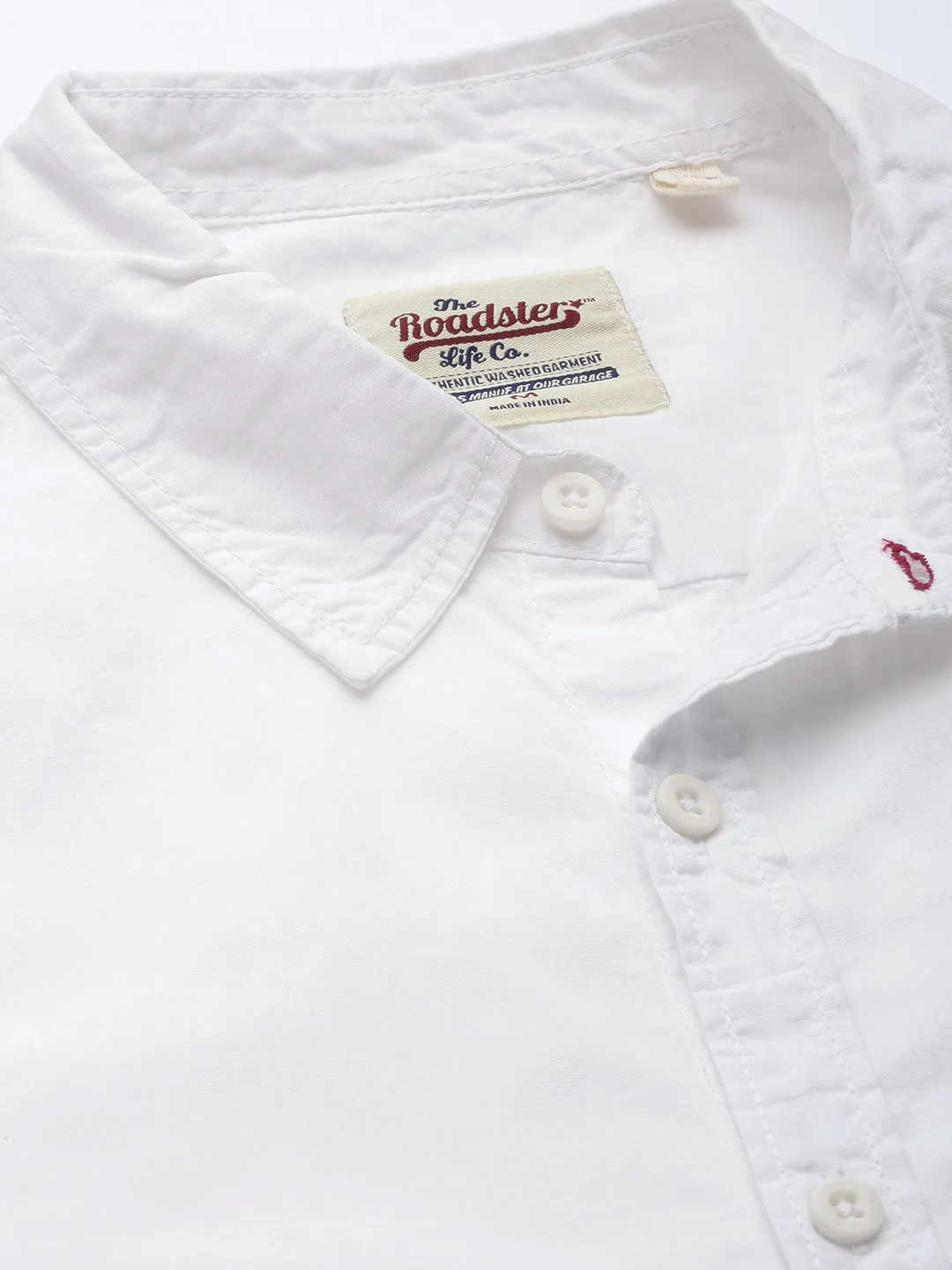Roadster Plain white regular-fit cotton shirt