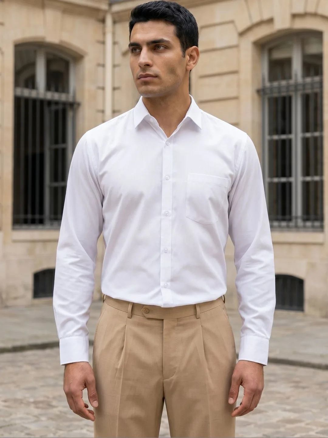 Indian Needle Plain white formal shirt