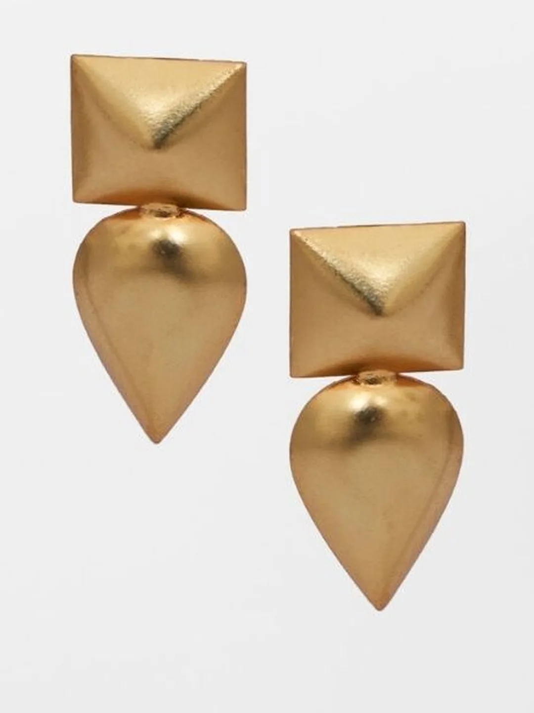 Matte-gold geometric statement studs