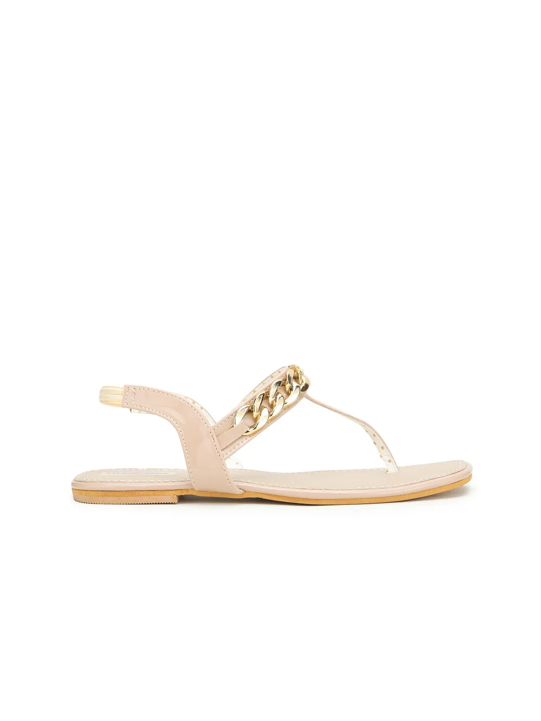 Shezone Cream chain-trim flat sandals