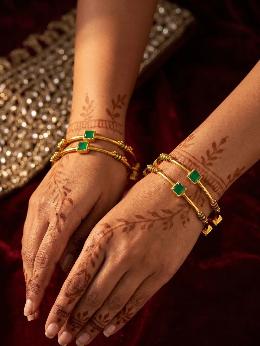 Nui Our pick for the colour in it — four enamelled gold-plated bangles