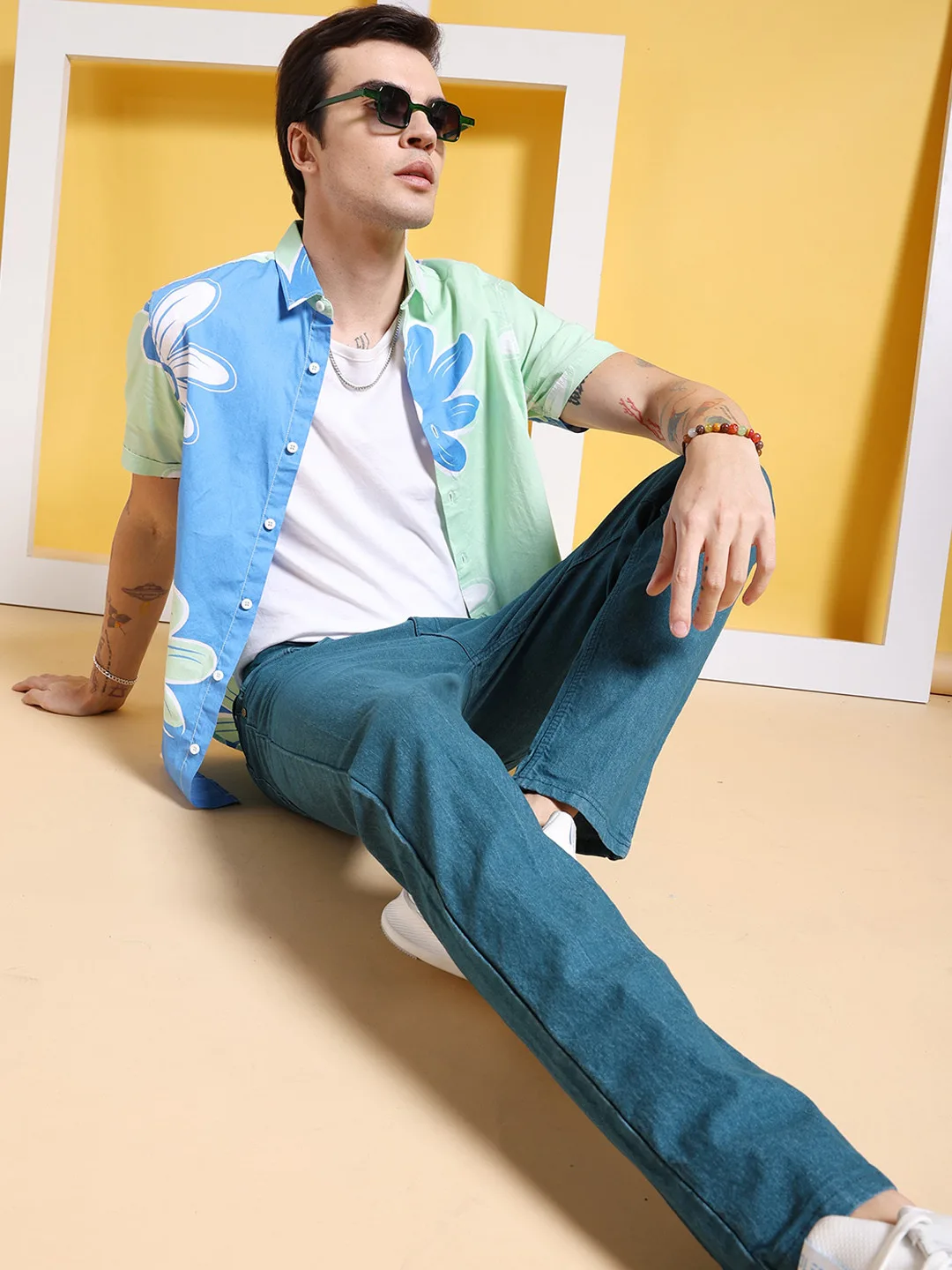 The Indian Garage Co Teal slim-fit jeans