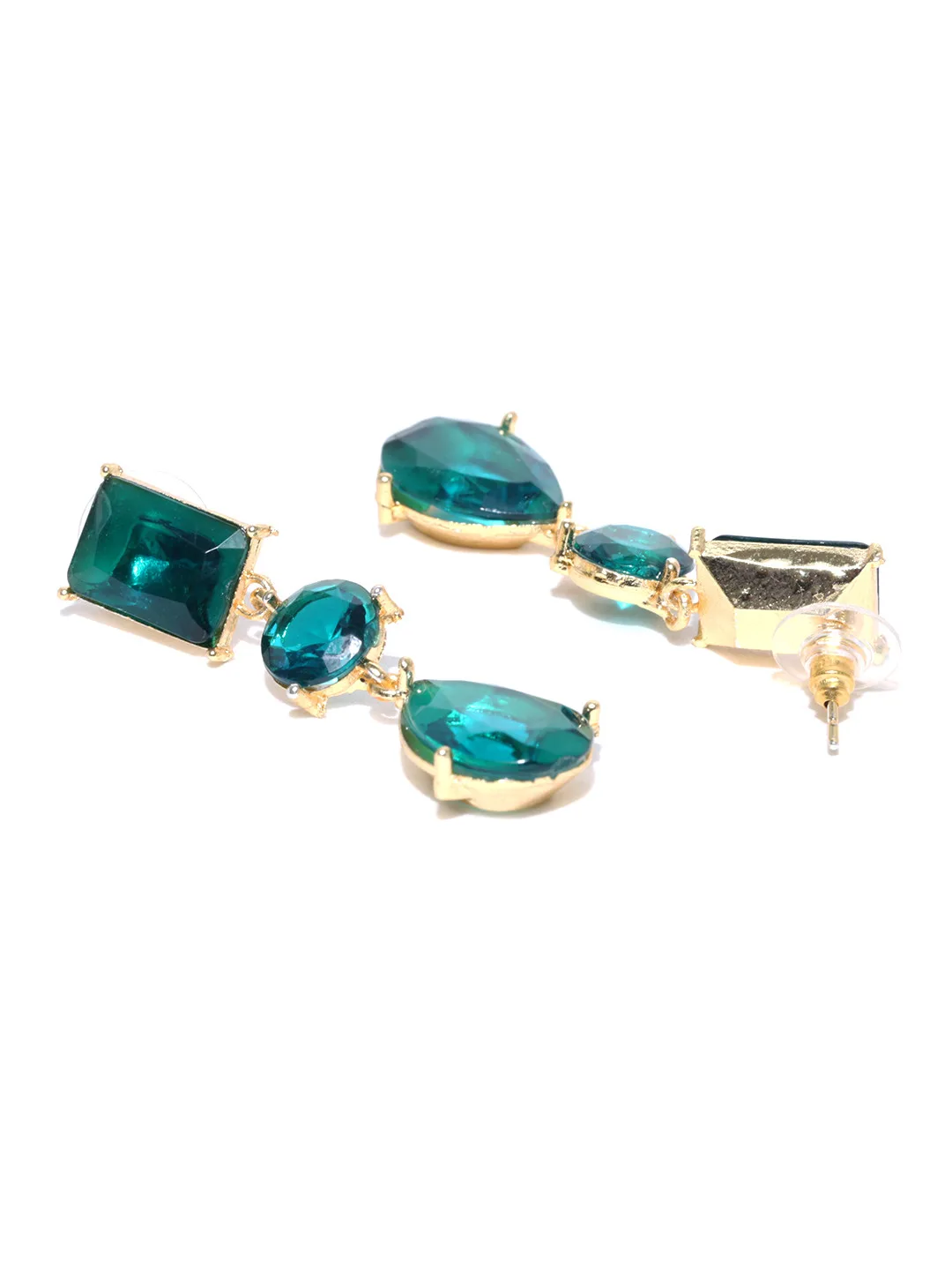 Crunchy Fashion Green stone drop earrings