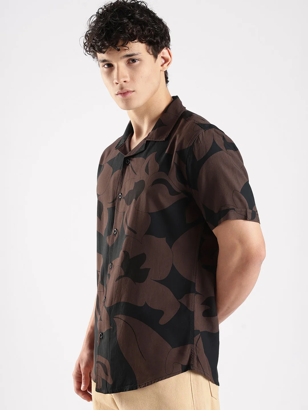 HERE&NOW Printed camp-collar short-sleeve shirt