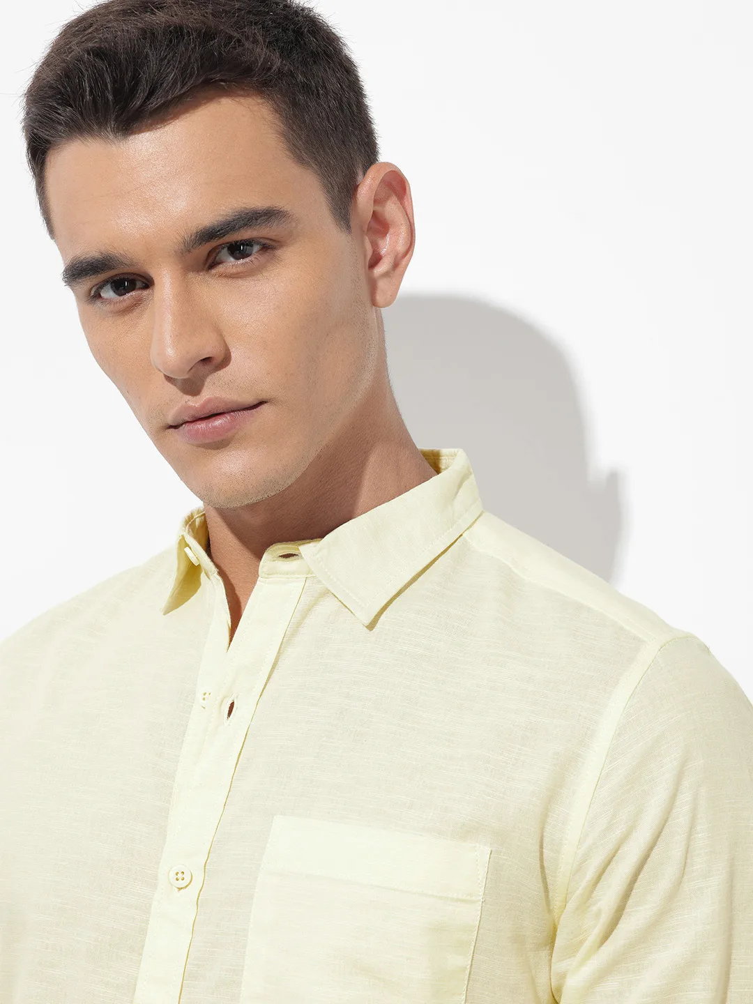 Roadster Pale yellow cotton-linen shirt