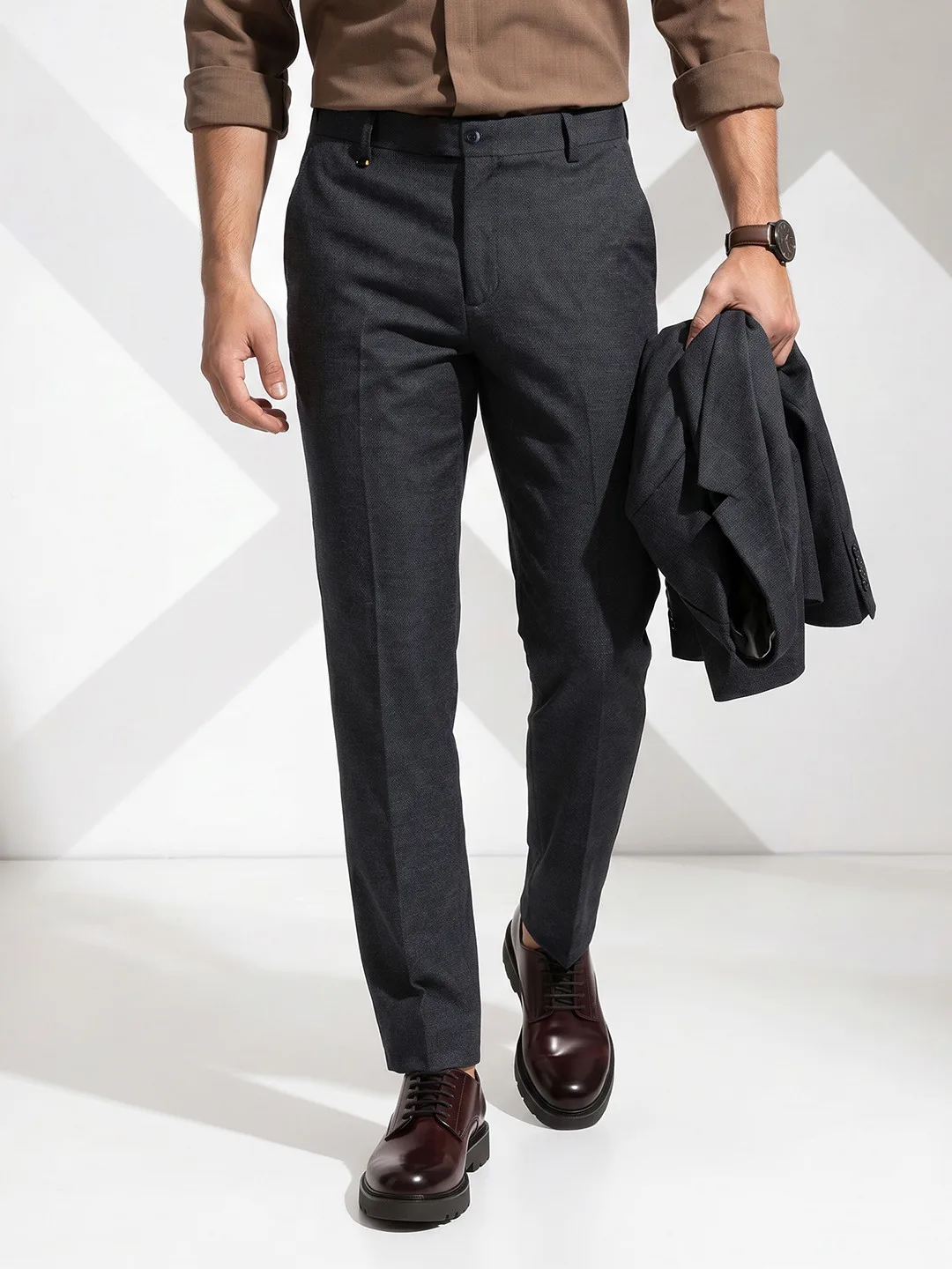 INVICTUS Charcoal flat-front trousers
