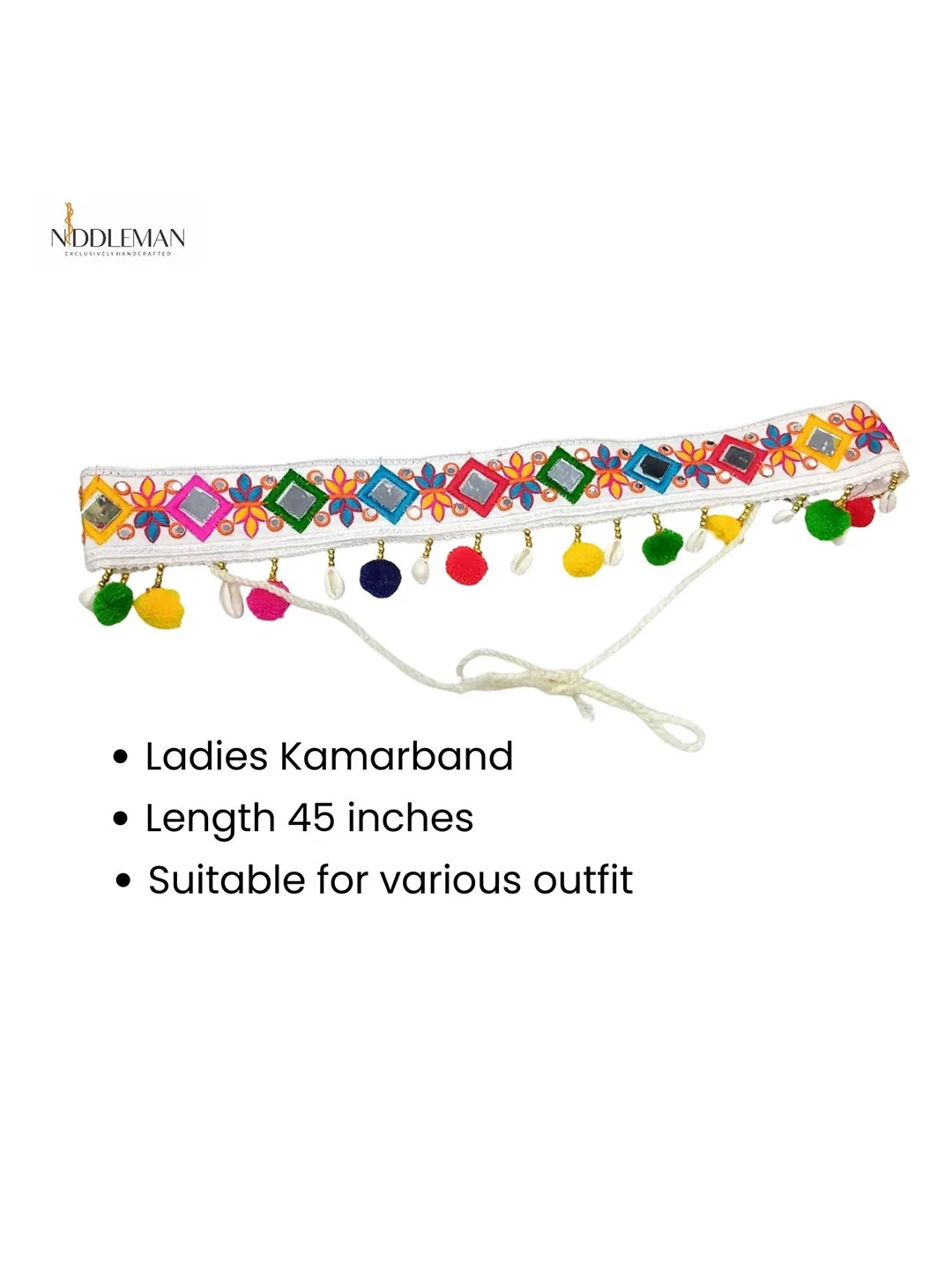 Niddleman Embroidered fabric waist belt