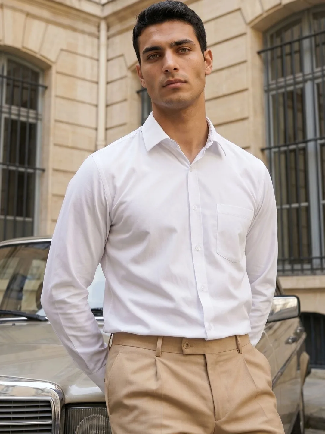 Indian Needle Plain white formal shirt