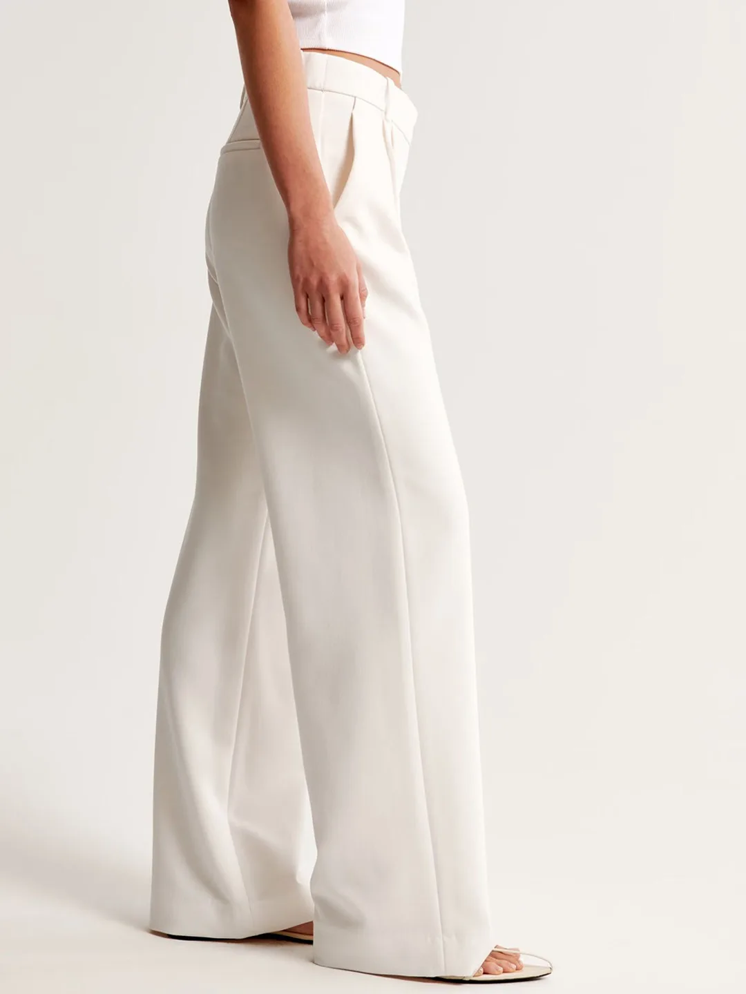 Chemistry Ivory high-rise pleated wide-leg trousers