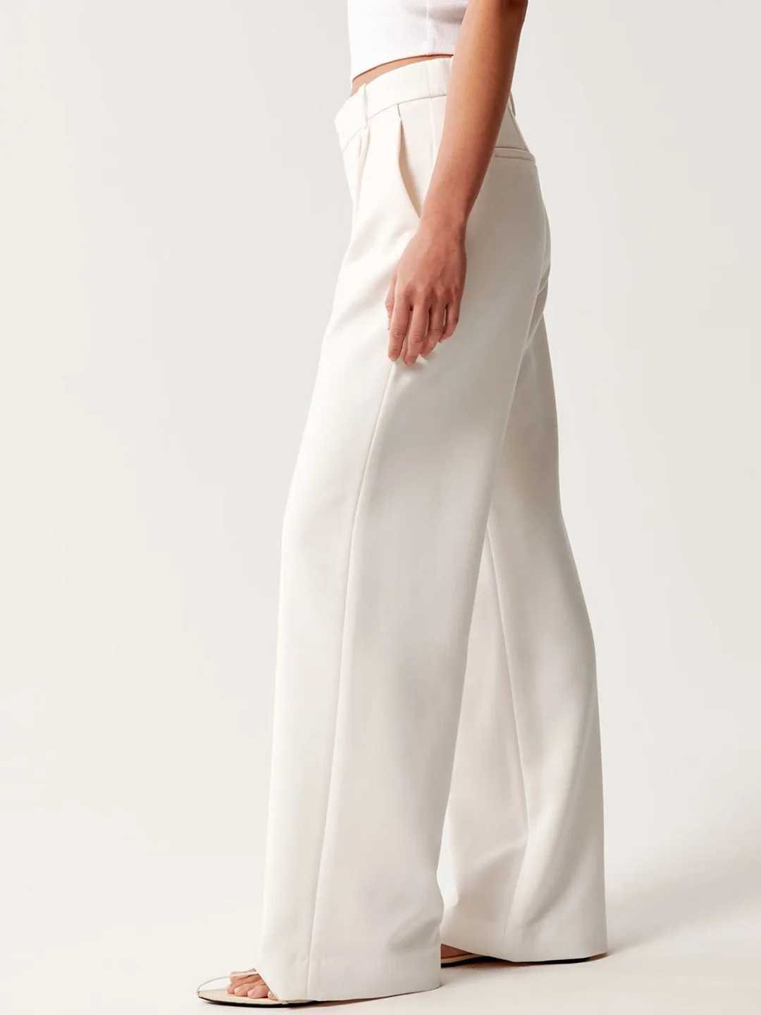 Chemistry Ivory high-rise pleated wide-leg trousers