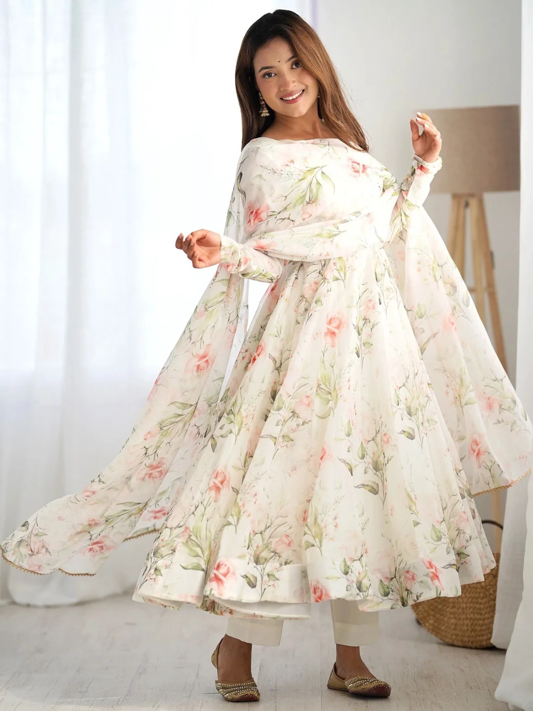 Urban Nakhre Our pick under ₹2,000 — off-white floral kurta with trousers and dupatta