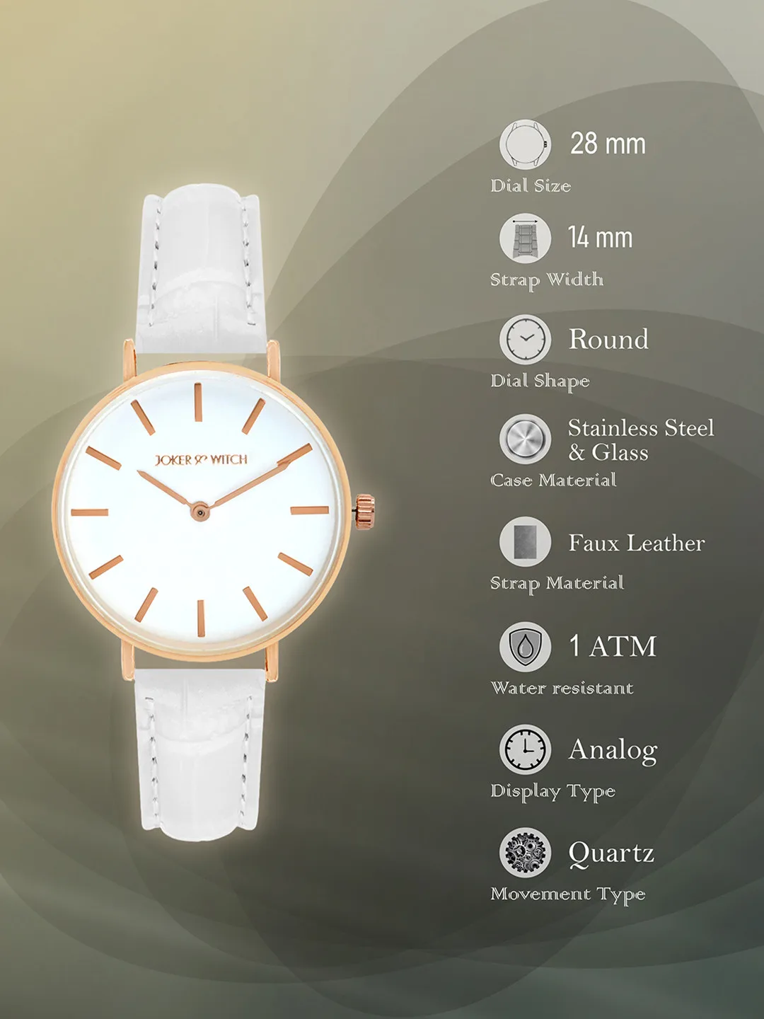 JOKER & WITCH Round white-strap watch