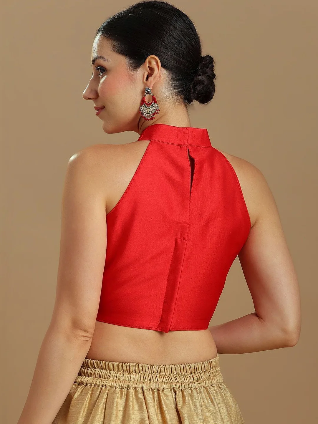 Anouk Red halter-neck saree blouse