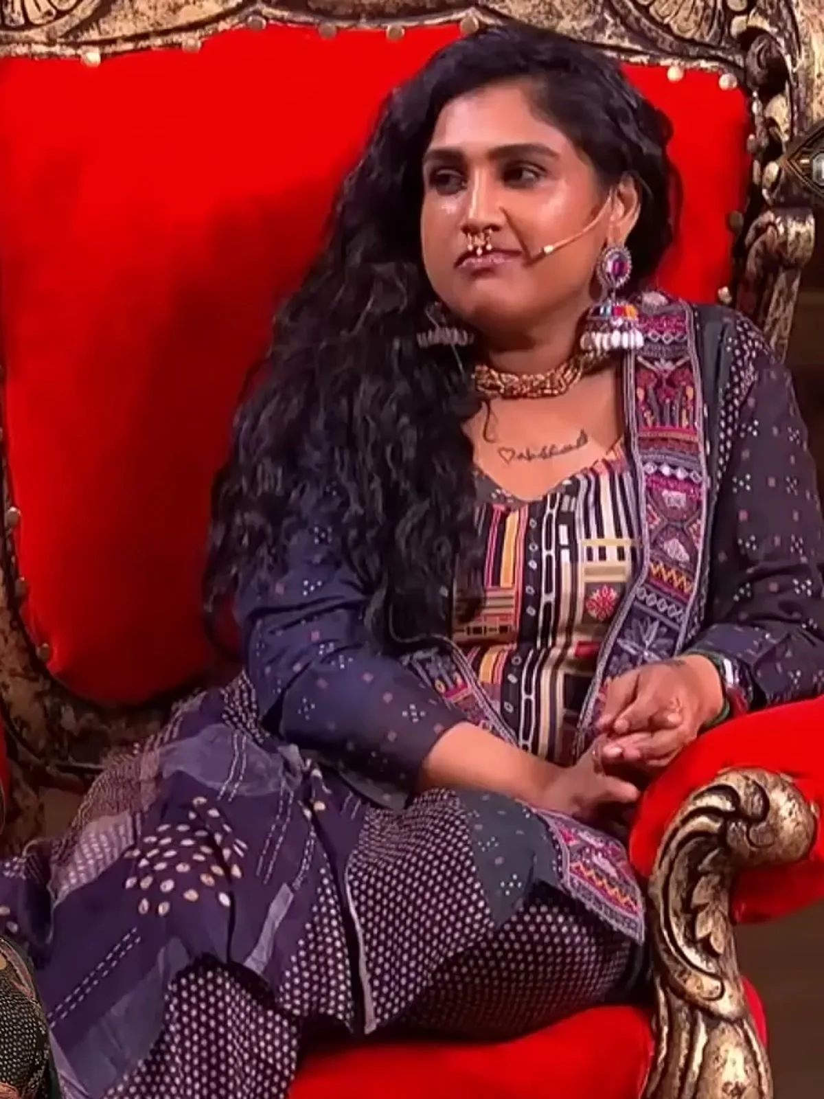 The indigo patchwork jacket set — Vanitha Vijayakumar