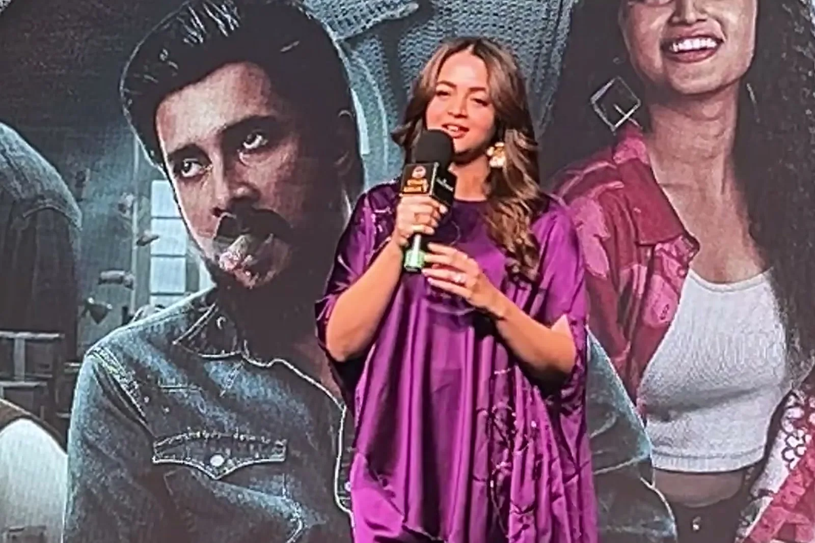 Bhavana — Wide — how the kaftan cut reads from a distance