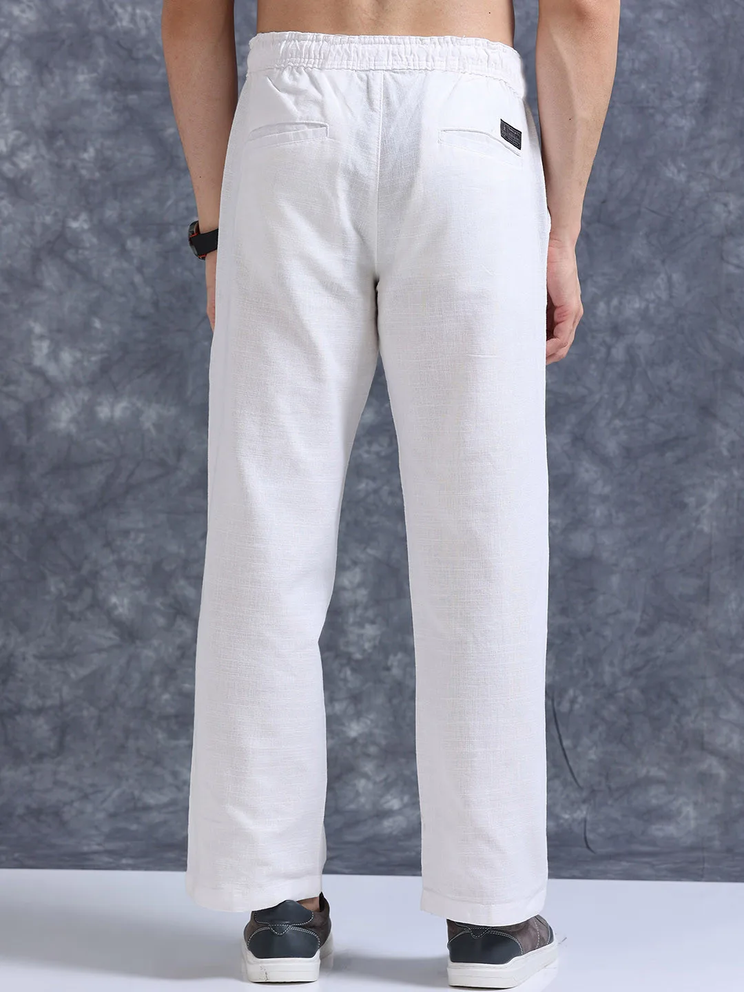 Roadster White relaxed linen trousers