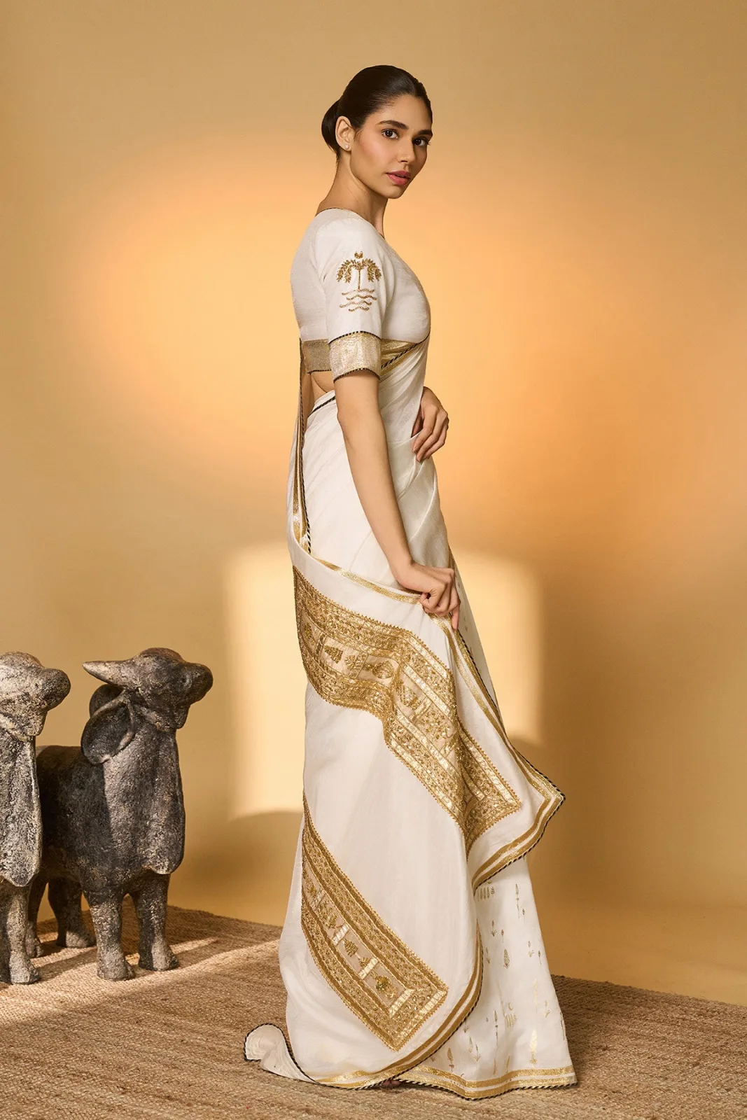 Masaba White Moonfield gota embroidered saree