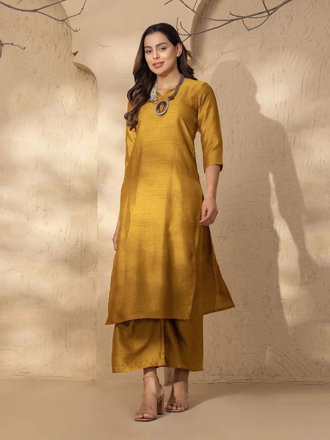 MABISH by Sonal Jain Gold silk-blend kurta with palazzos
