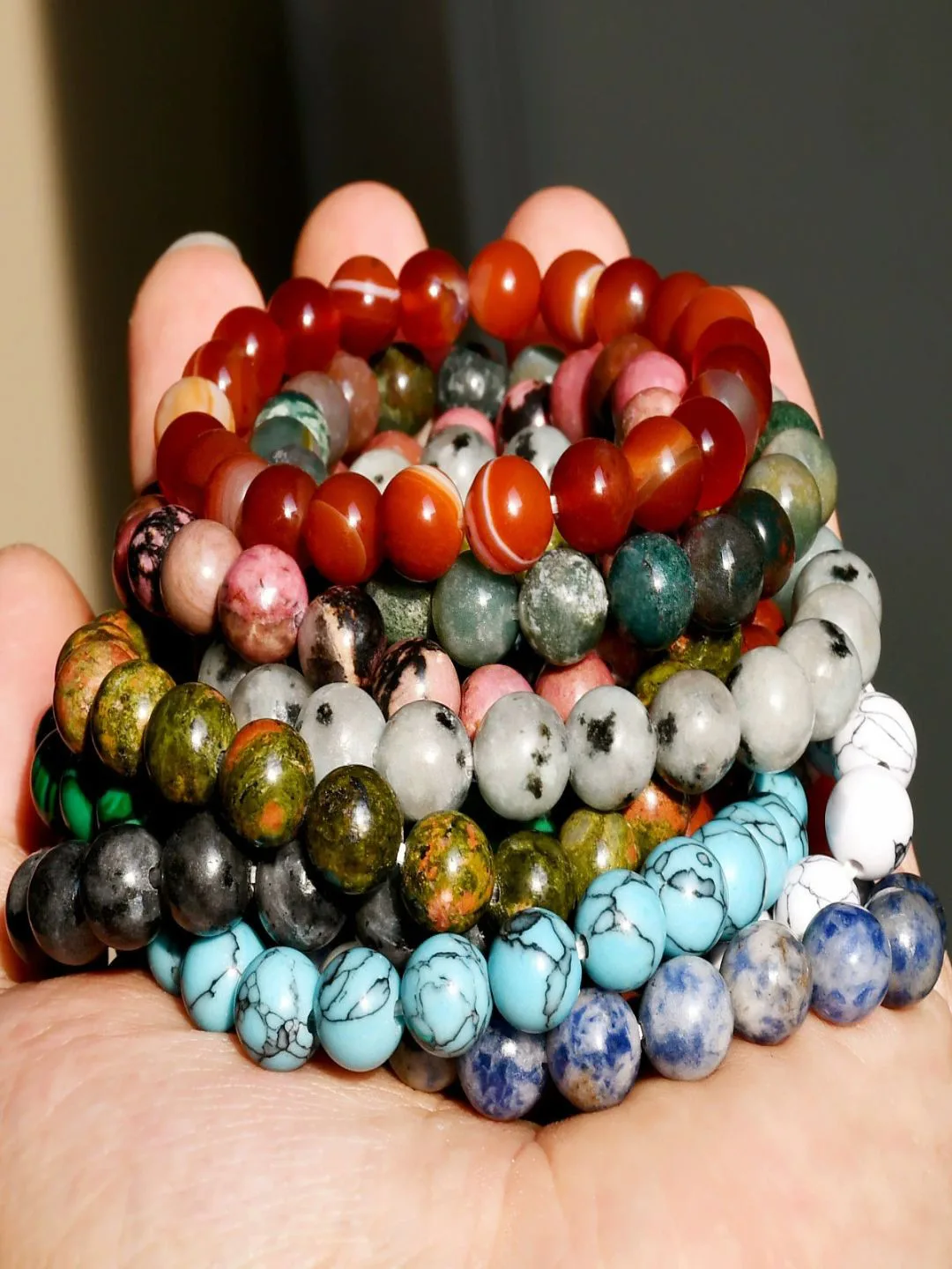 AQUASTREET Green stone beaded bracelet (lower band)