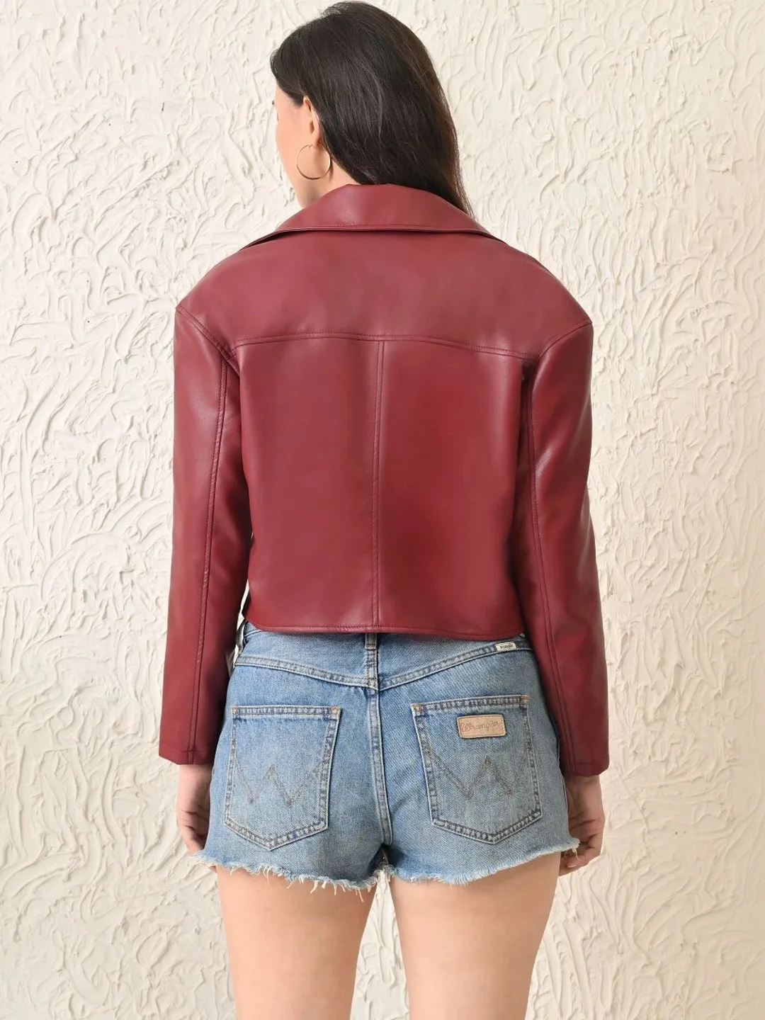 TBOJ Oxblood cropped leather jacket