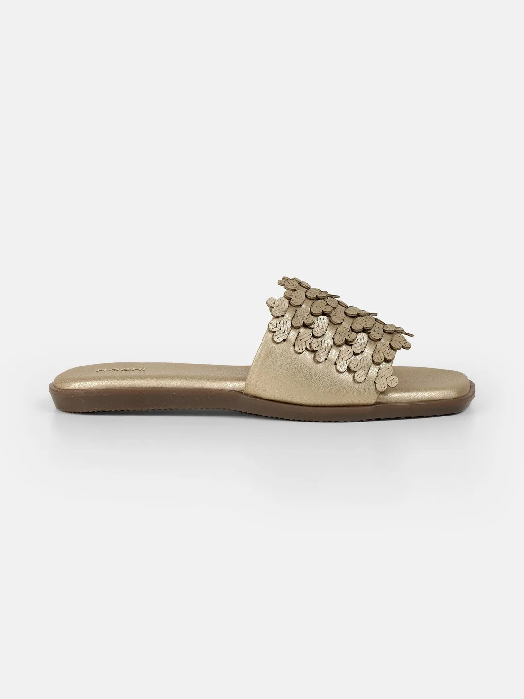 Mochi Gold petal flat slides