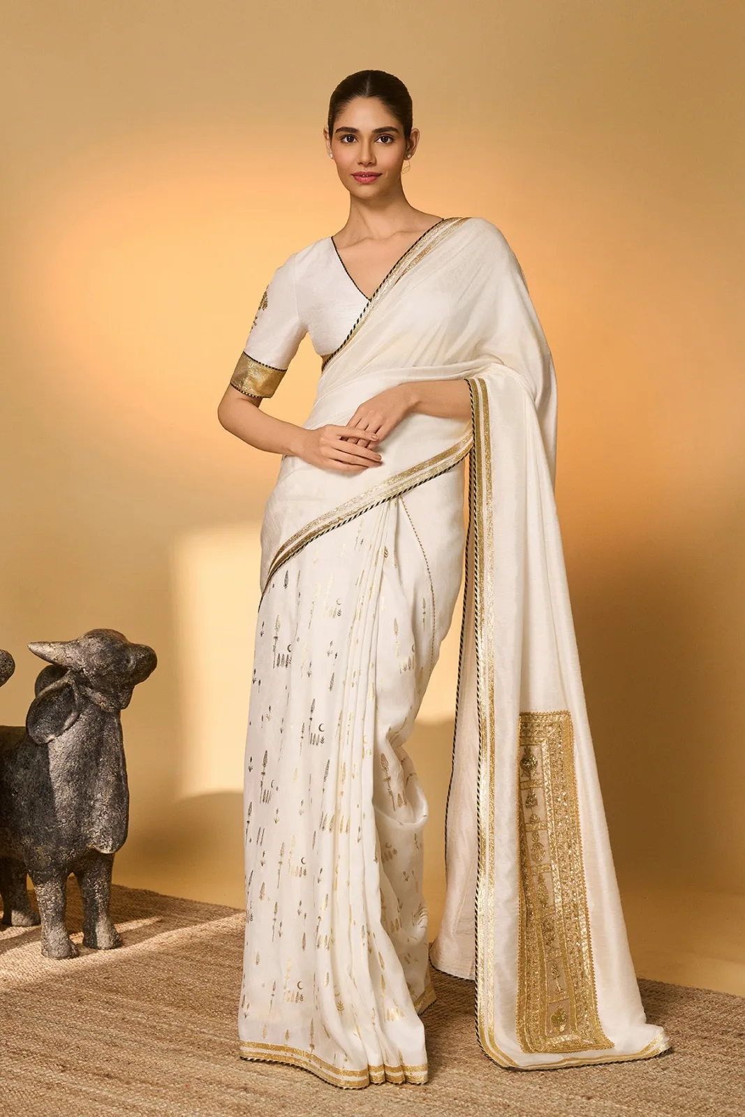 Masaba White Moonfield gota embroidered saree