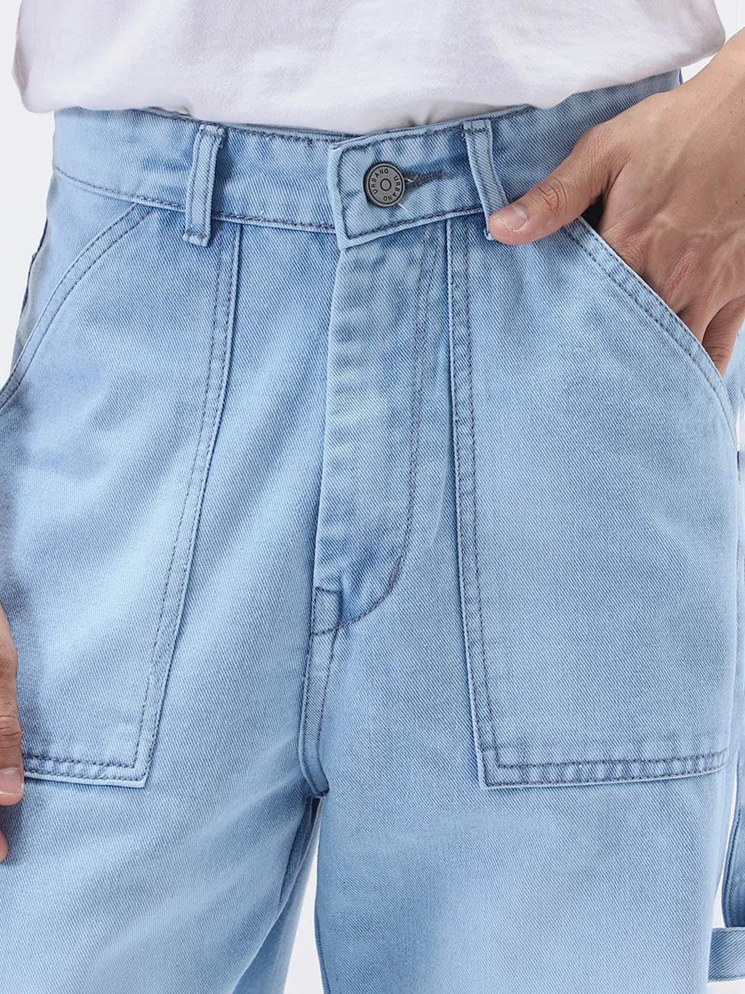 Urbano Fashion Ice-blue baggy carpenter jeans