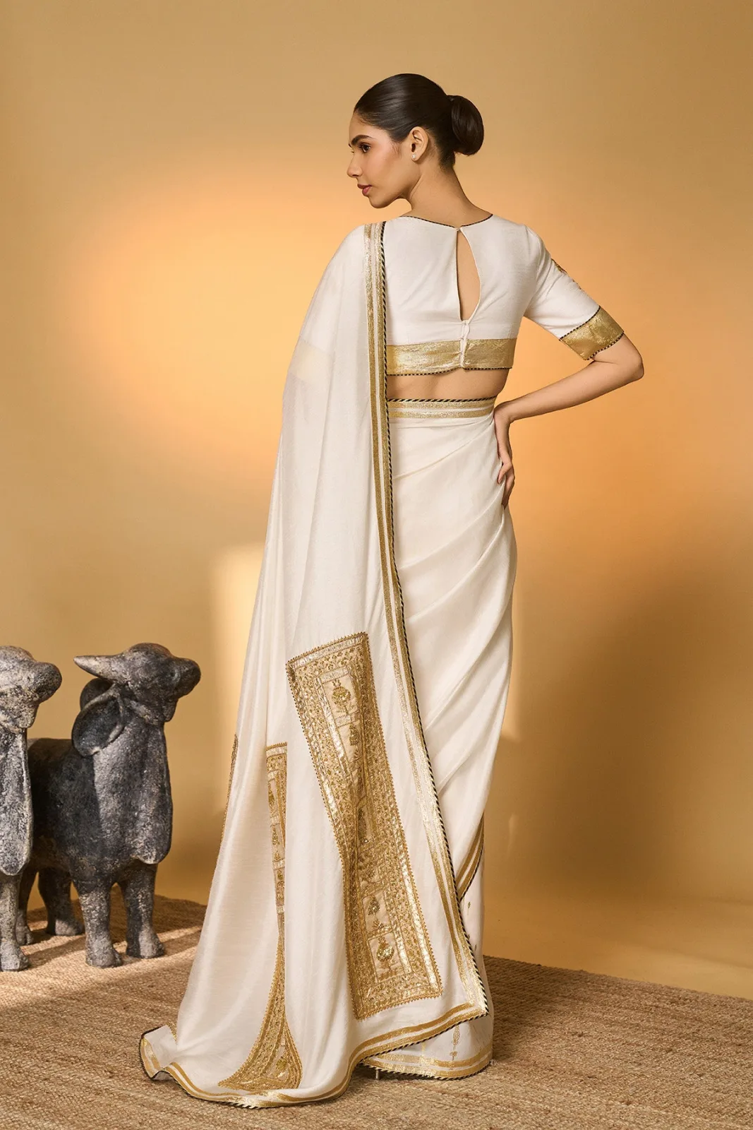 Masaba White Moonfield gota embroidered saree