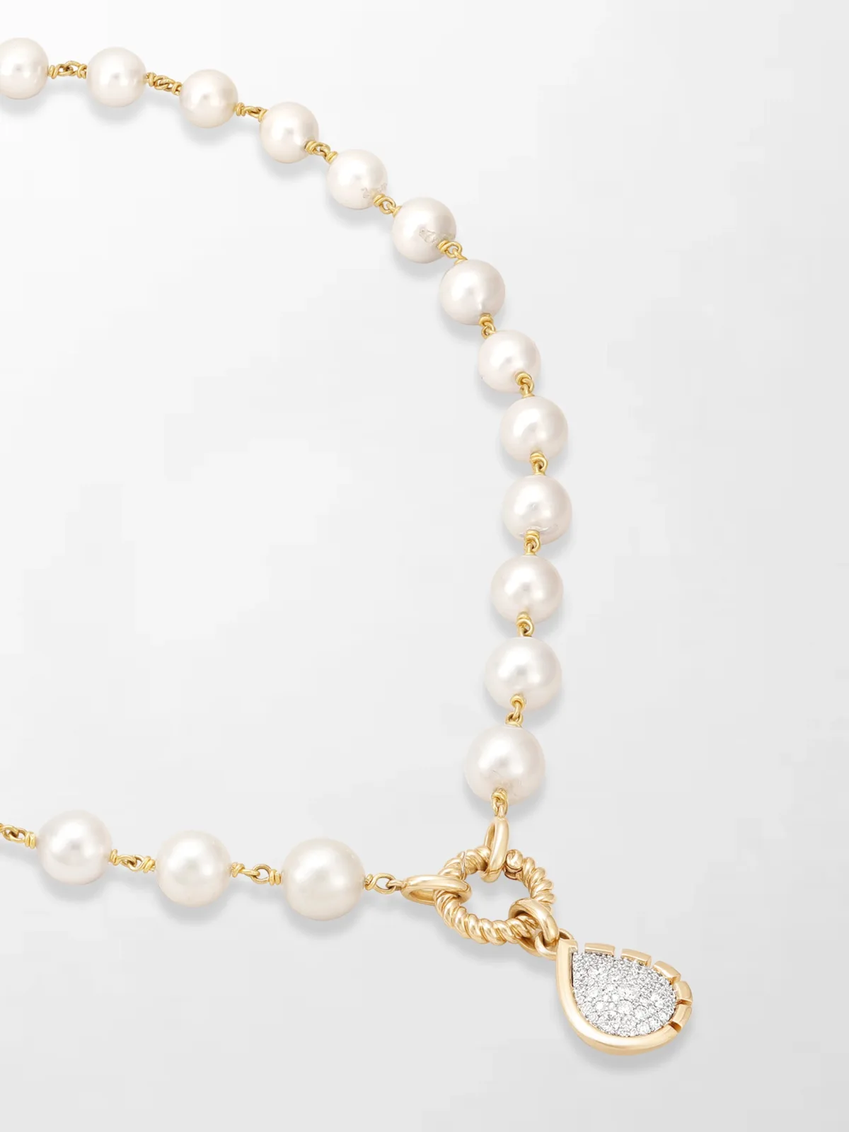 Tamannaah Fine Jewellery Akoya Pearl Necklace with Split Bezel Pear Pendant