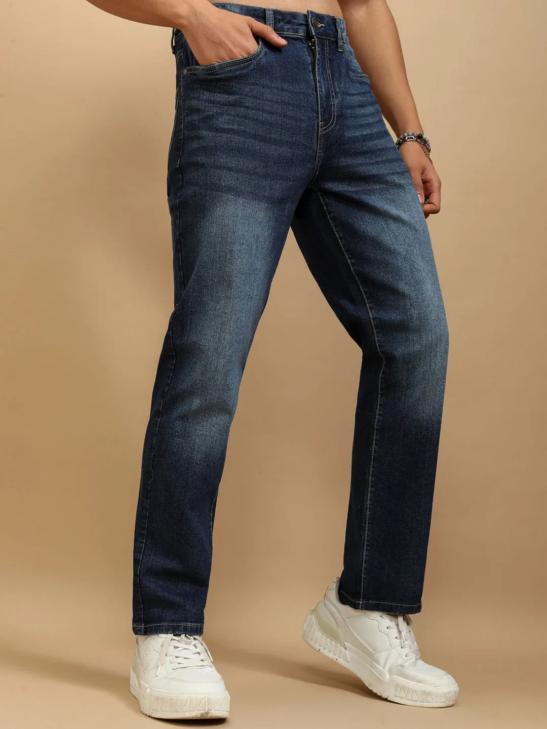 HIGHLANDER Mid-blue straight-fit washed jeans