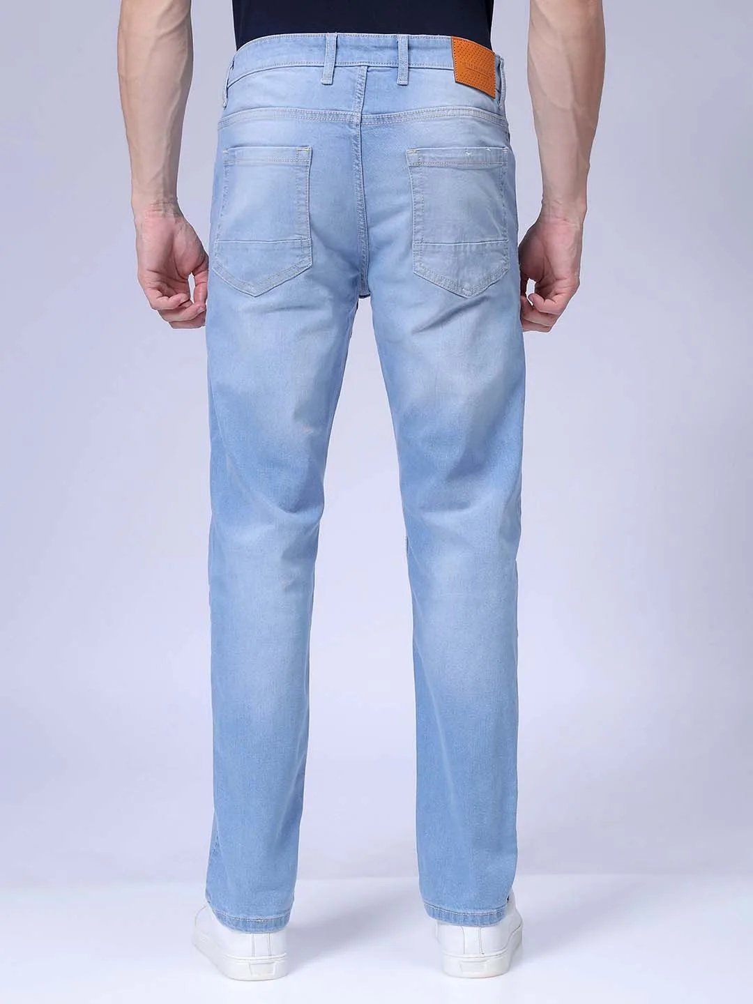 The Indian Garage Co Ice-blue straight ripped jeans