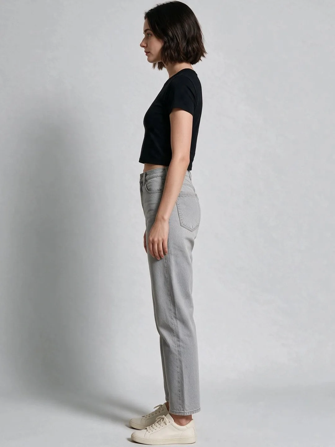 High on Soda Black round-neck crop tee
