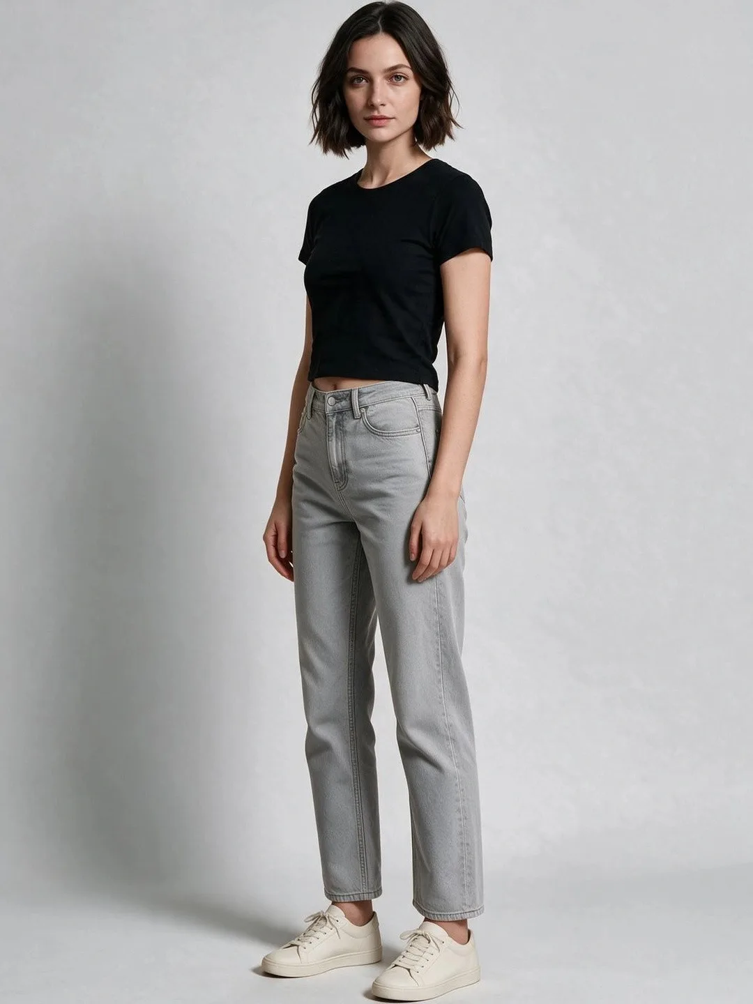 High on Soda Black round-neck crop tee