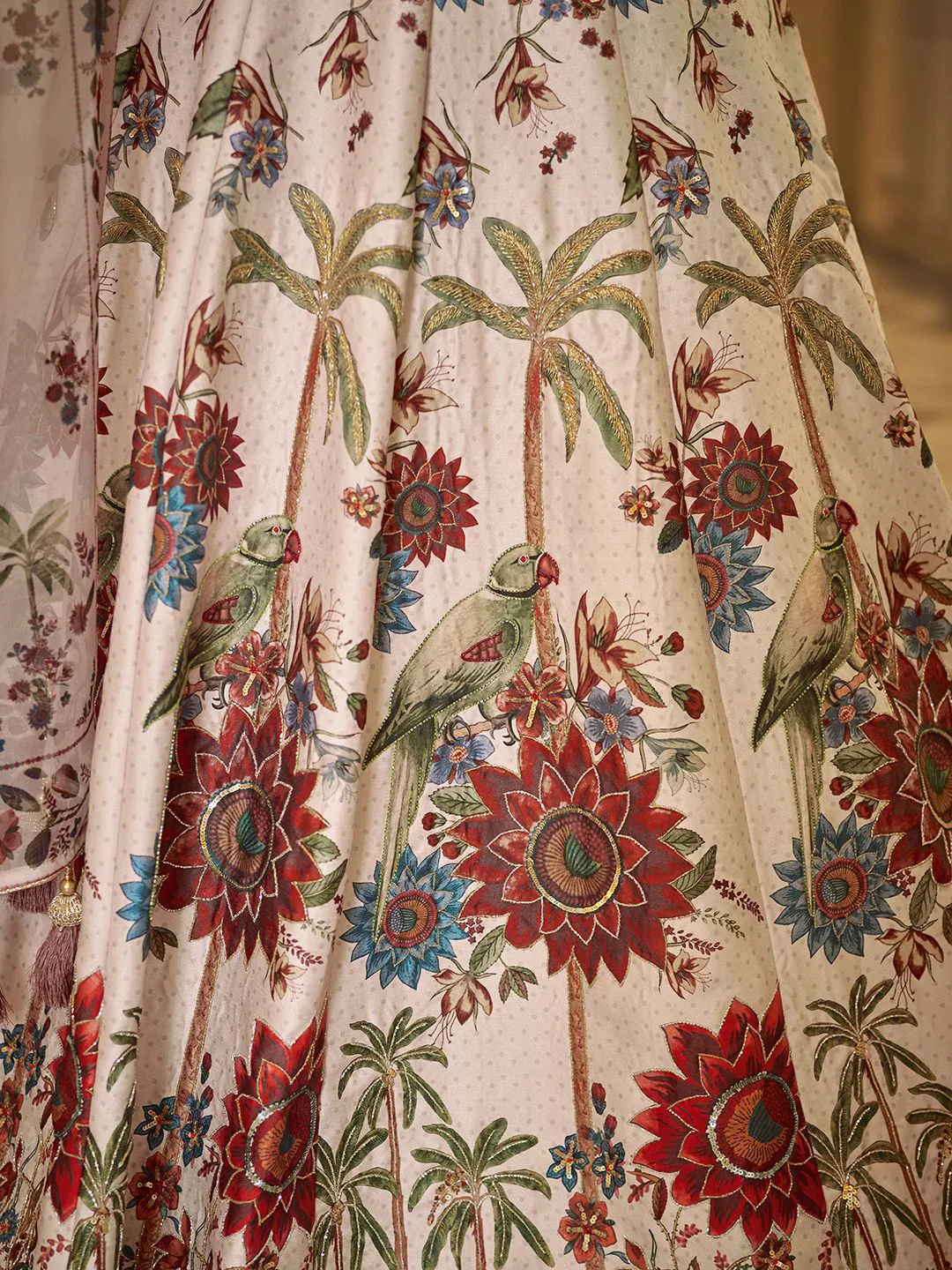 Fusionic Ivory tree-of-life printed lehenga with blouse