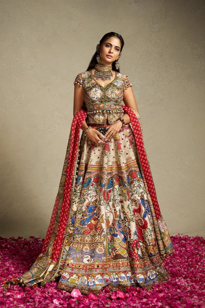 Raas Kalamkari Anargha lehenga set